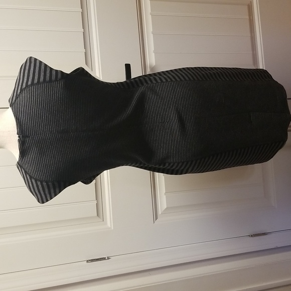 Calvin Klein Size 6 Dress Casual Office Midi Form Fitting Kick Pleat Gray Black - Picture 4 of 7